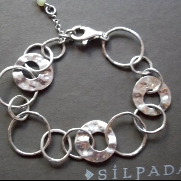 Silpada Jewelry - Silpada Vintage Sterling Silver Hammered Circle Paper Chain Bracelet 7.5 inch